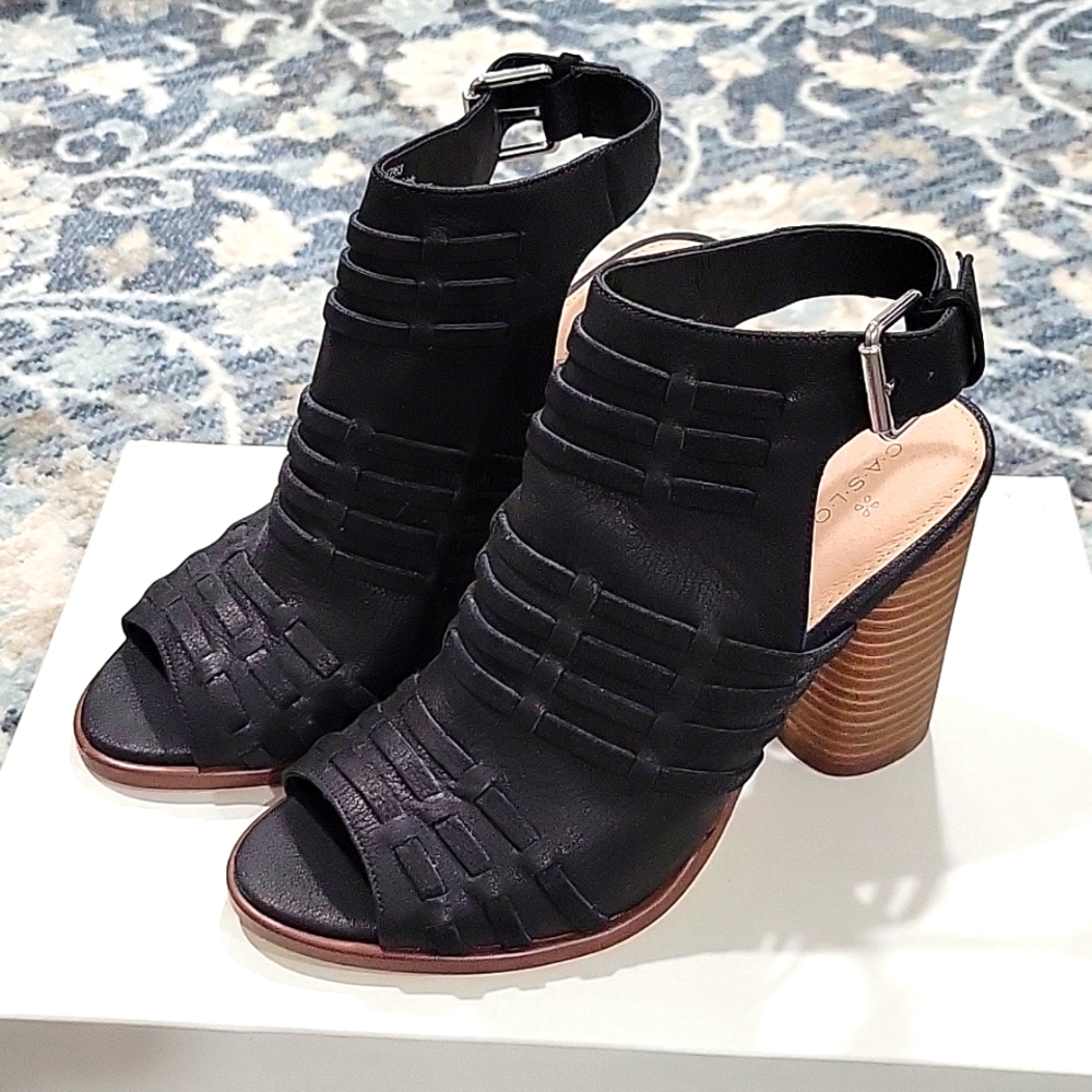 NWB! Caslon Martin Black Leather Block Heel Size 7